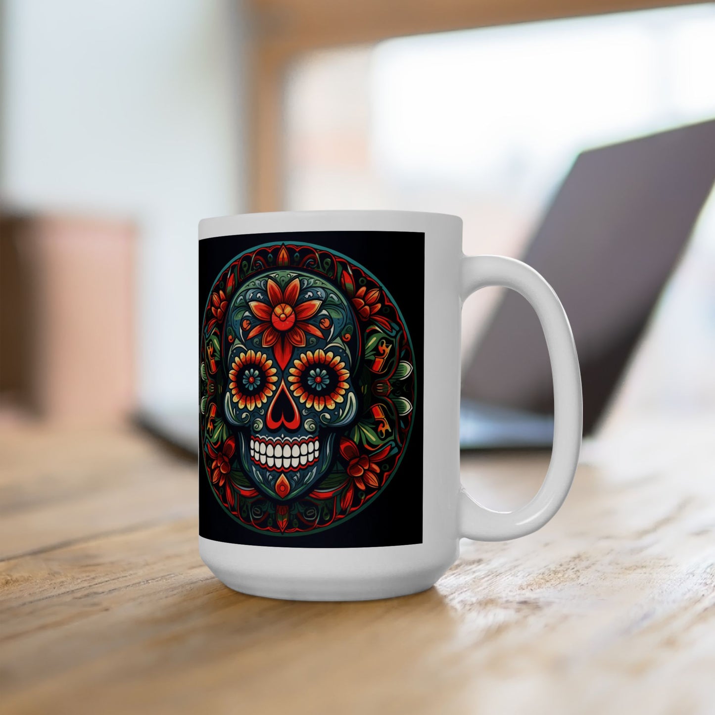 Day of the Dead Mandala Ceramic Mug - 11oz & 15oz | Custom Design Coffee Mug