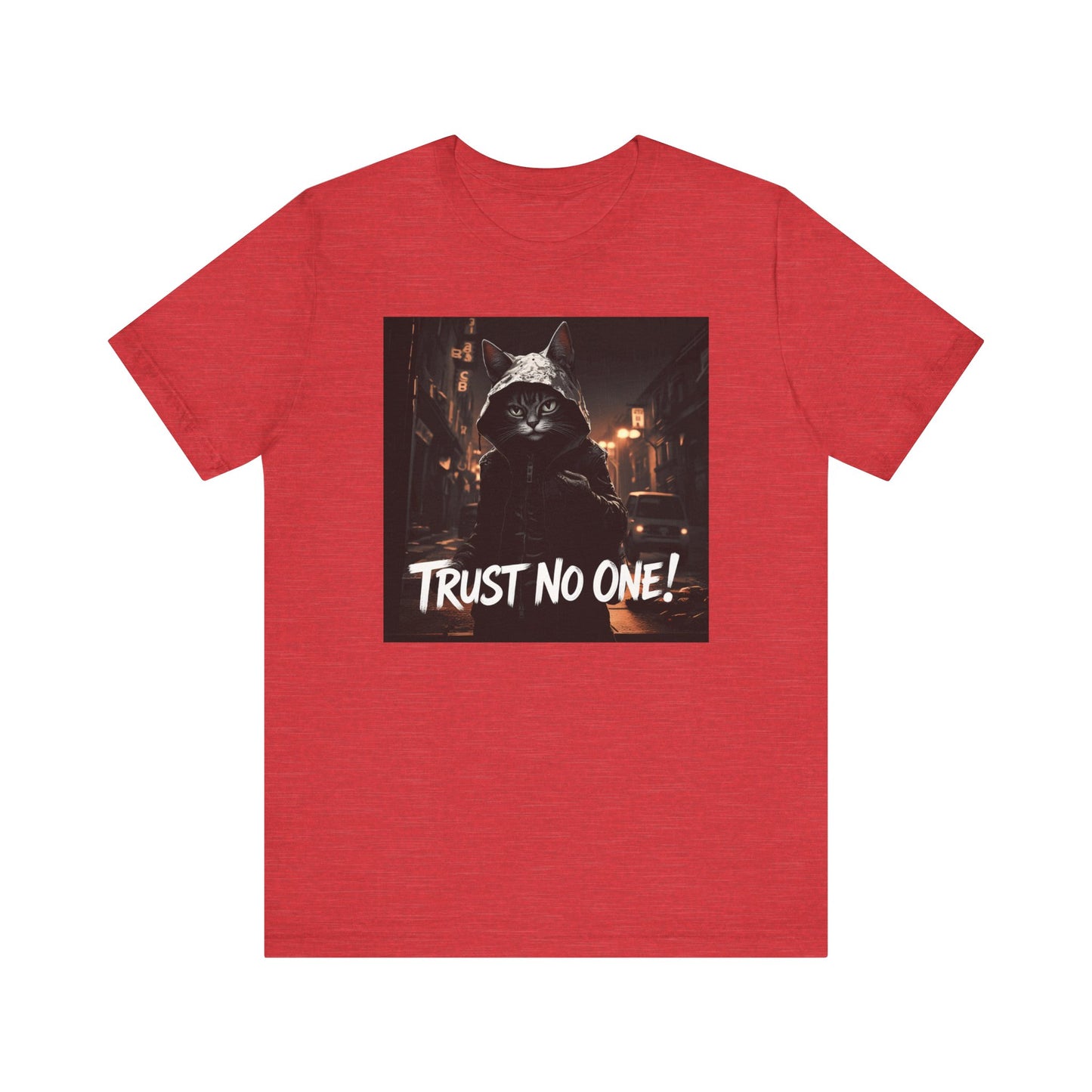 Trust No One Cat in Alley T-Shirt - Unisex Jersey Short Sleeve Tee - Playful Cat Graphic Shirt