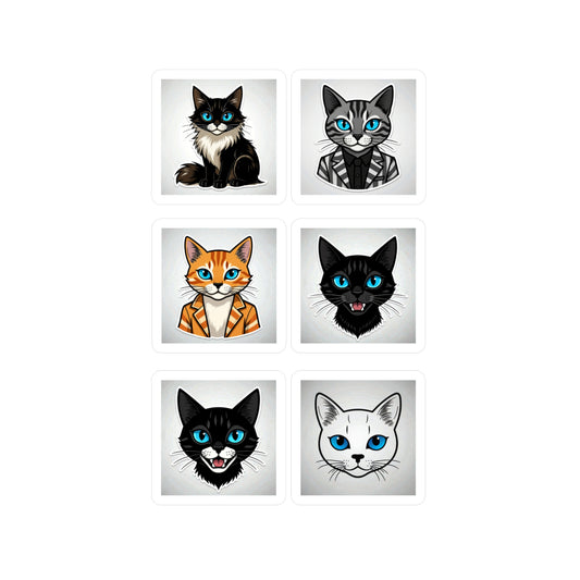 Cat Character Cartoon Stickers Kiss-Cut Vinyl Decals (4 Sizes) – Satin Finish & Durable Design s