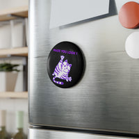 Purple "Made You Look" Cat Magnet – Round Design with Clear UV Cover & Magnetic Backing