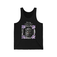 Resting Cat Face Tank Top - Unisex Jersey Tank - Funny Deadpan Cat Graphic Tank