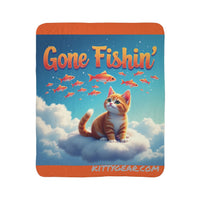 Orange Tabby Cat Dreaming of Fishing for Goldfish Fleece Sherpa Blanket – Cozy & Whimsical for Any Room