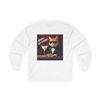 Spy Cat Drinking Milk Martinis Unisex Ultra Cotton Long Sleeve Tee – Sleek Design for Bold Style