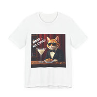 Spy Cat Drinking Milk Martinis Unisex Jersey Short Sleeve Tee – Sleek Design for Bold Style