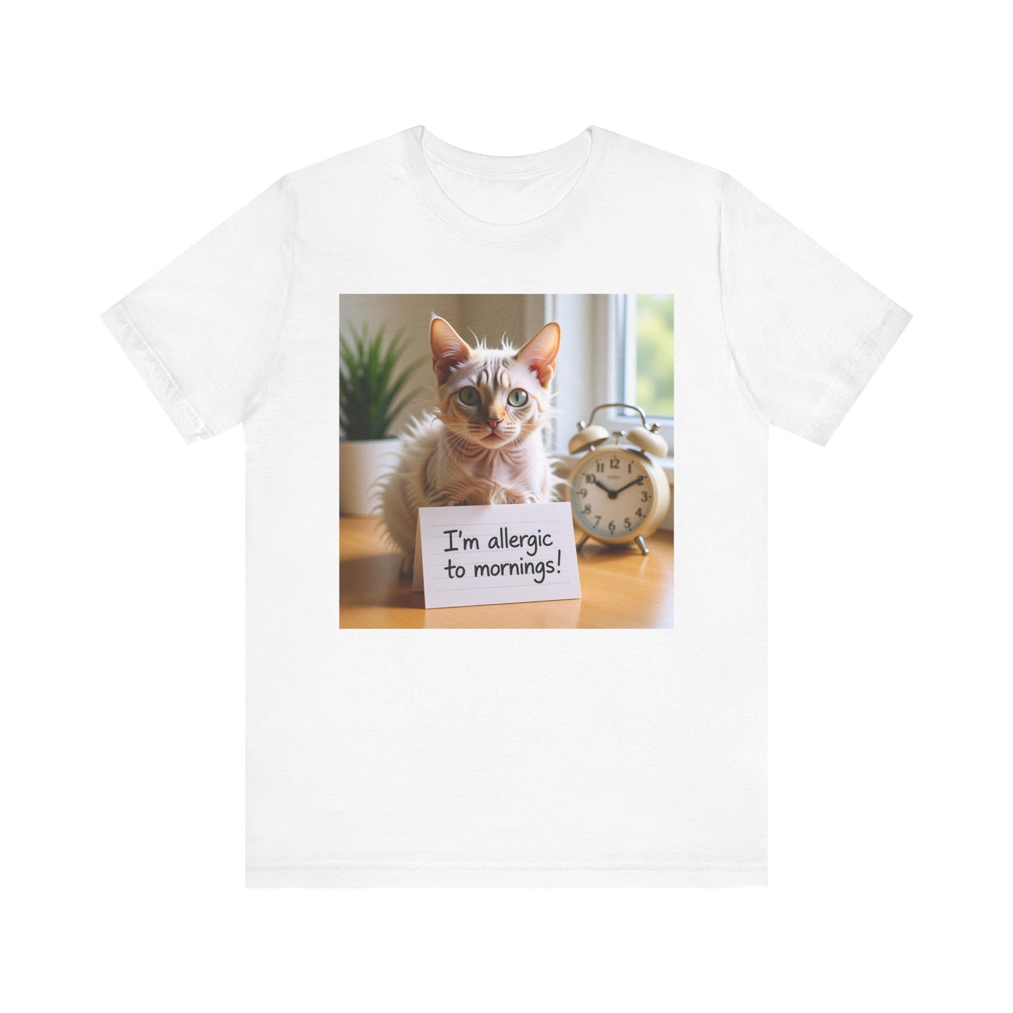 I'm Allergic to Mornings Cat T-Shirt - Unisex Jersey Short Sleeve Tee - Funny Grumpy Cat Graphic Shirt