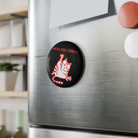 Red "Made You Look" Cat Button Magnet – Round Design with Clear UV Cover & Magnetic Backing