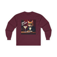 Spy Cat Drinking Milk Martinis Unisex Ultra Cotton Long Sleeve Tee – Sleek Design for Bold Style
