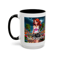 Confidant Woman with No Regrets Accent Coffee Mug (11oz, 15oz) – White Ceramic with Colored Interior & Handle | Glossy Finish & Lead/BPA-Free
