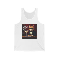 Spy Cat Enjoying a Milk Martini in a Nightclub Unisex Jersey Tank – Sleek Design for Bold Style
