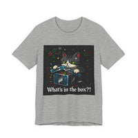 Cat Opening Xmas Present Unisex Jersey Short Sleeve Tee – Playful Design for Festive Style
