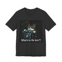 Cat Opening Xmas Present Unisex Jersey Short Sleeve Tee – Playful Design for Festive Style
