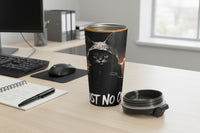 Trust No One Cat Suspiciously Prowling Stainless Steel Travel Mug – Playful Design for Coffee & Tea Lovers