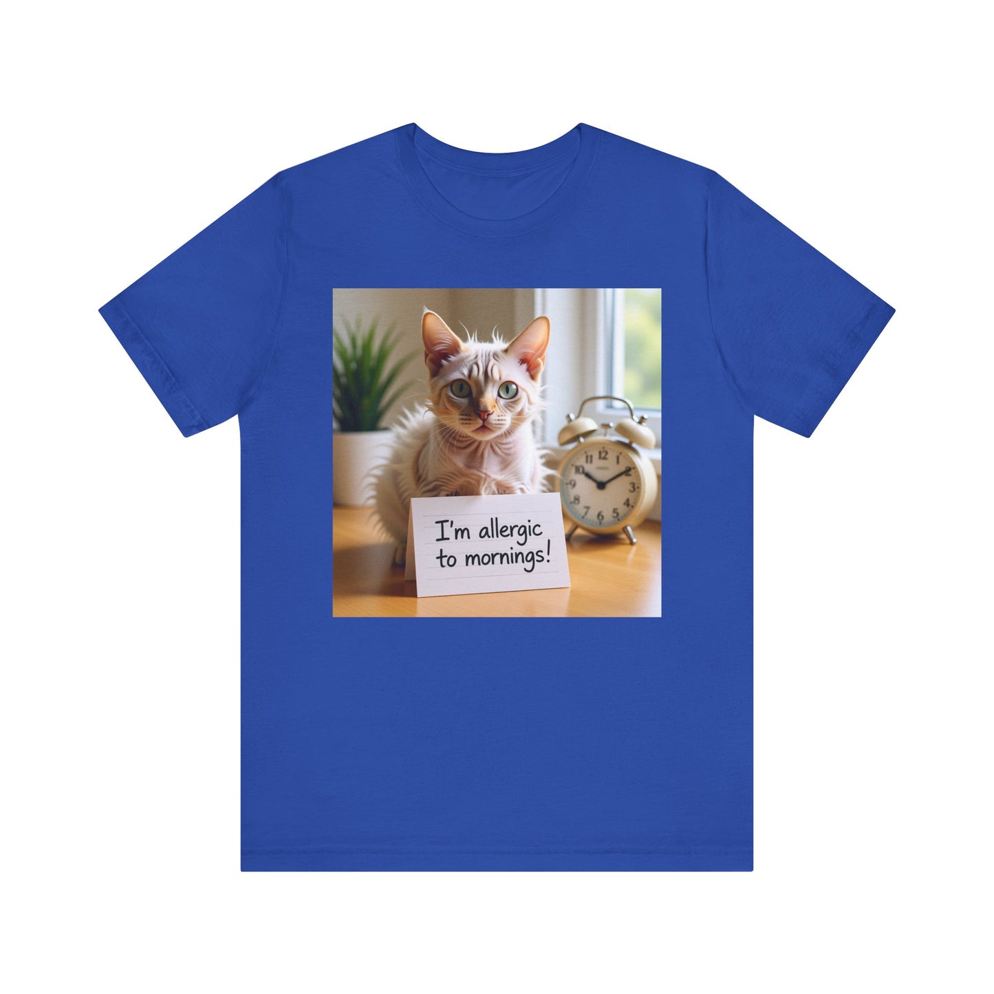 I'm Allergic to Mornings Cat T-Shirt - Unisex Jersey Short Sleeve Tee - Funny Grumpy Cat Graphic Shirt