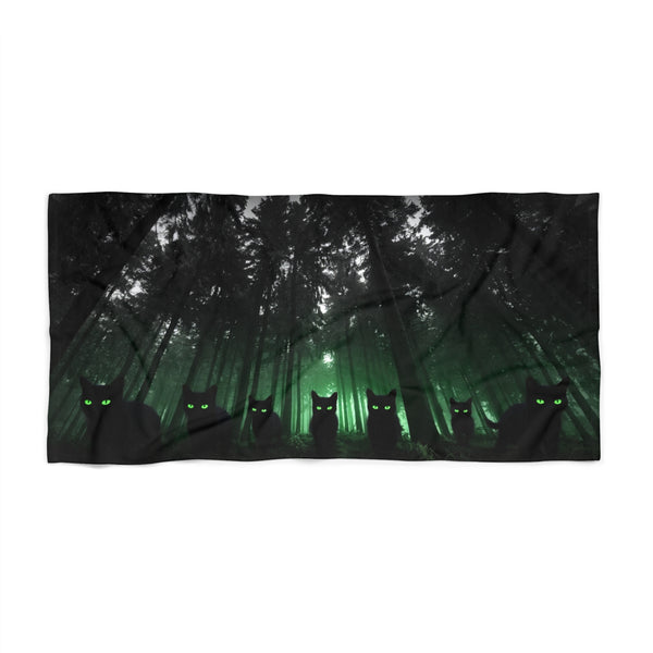 Black Cats Prowling at Midnight Beach Towel – Luxurious Print for Sunny Days