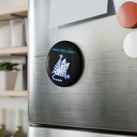 Blue "Made You Look" Cat Magnet – Round Design with Clear UV Cover & Magnetic Backing