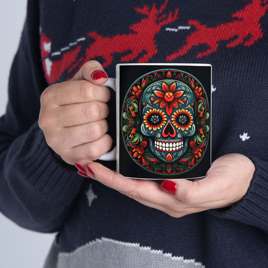 Day of the Dead Mandala Ceramic Mug - 11oz & 15oz | Custom Design Coffee Mug