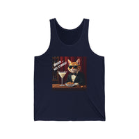 Spy Cat Enjoying a Milk Martini in a Nightclub Unisex Jersey Tank – Sleek Design for Bold Style