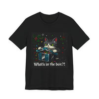Cat Opening Xmas Present Unisex Jersey Short Sleeve Tee – Playful Design for Festive Style