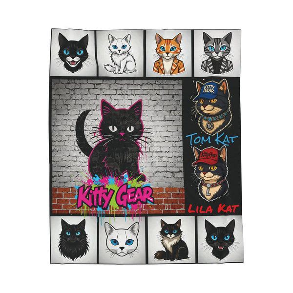 Kitty Gear Graffiti Velveteen Plush Blanket – Cozy & Customizable for Any Room