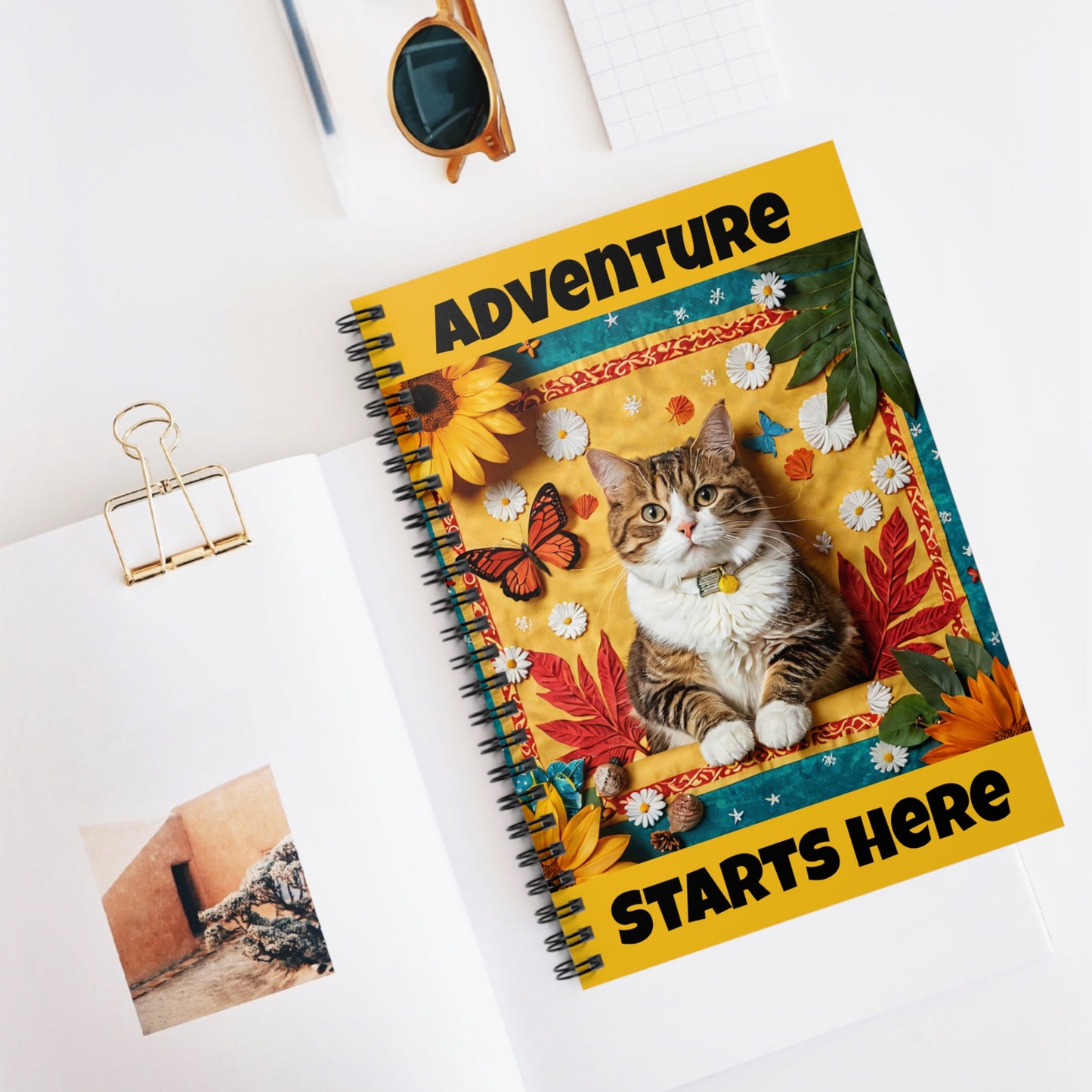 Hippie Cat Themed Ceramic Coffee Mug (11oz, 15oz) – White Ceramic with Colored Interior & Handle | Glossy Finish & Lead/BPA-Free