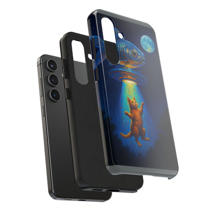 Cat Beamed Up to an UFO Tough Phone Case – Polycarbonate Shell, TPU Lining & Wireless Charging Support | New iPhone 17 Series Available