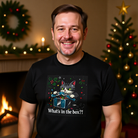 Cat Opening Xmas Present Unisex Jersey Short Sleeve Tee – Playful Design for Festive Style
