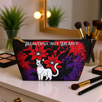 Beautiful But Deadly Cat Graffiti Accessory Pouch – T-Bottom Zipper Bag for Cosmetics & More