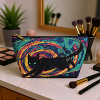 Psychedelic Cat Running Across a Brick Wall Accessory Pouch – T-Bottom Zipper Bag for Cosmetics & More