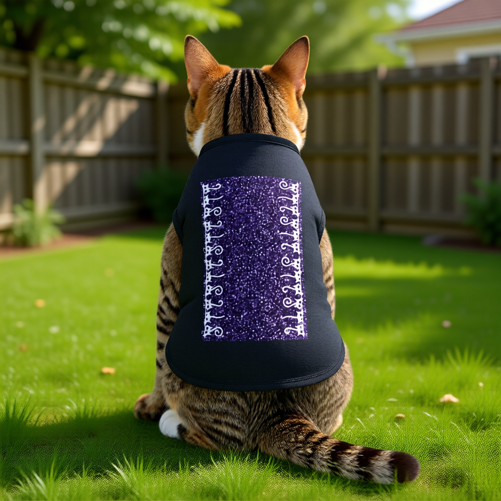 Purple Sequined Peeking Cats Pet Tank Top – Custom Pet Fashion with 100% Cotton & EasyTear™ Label