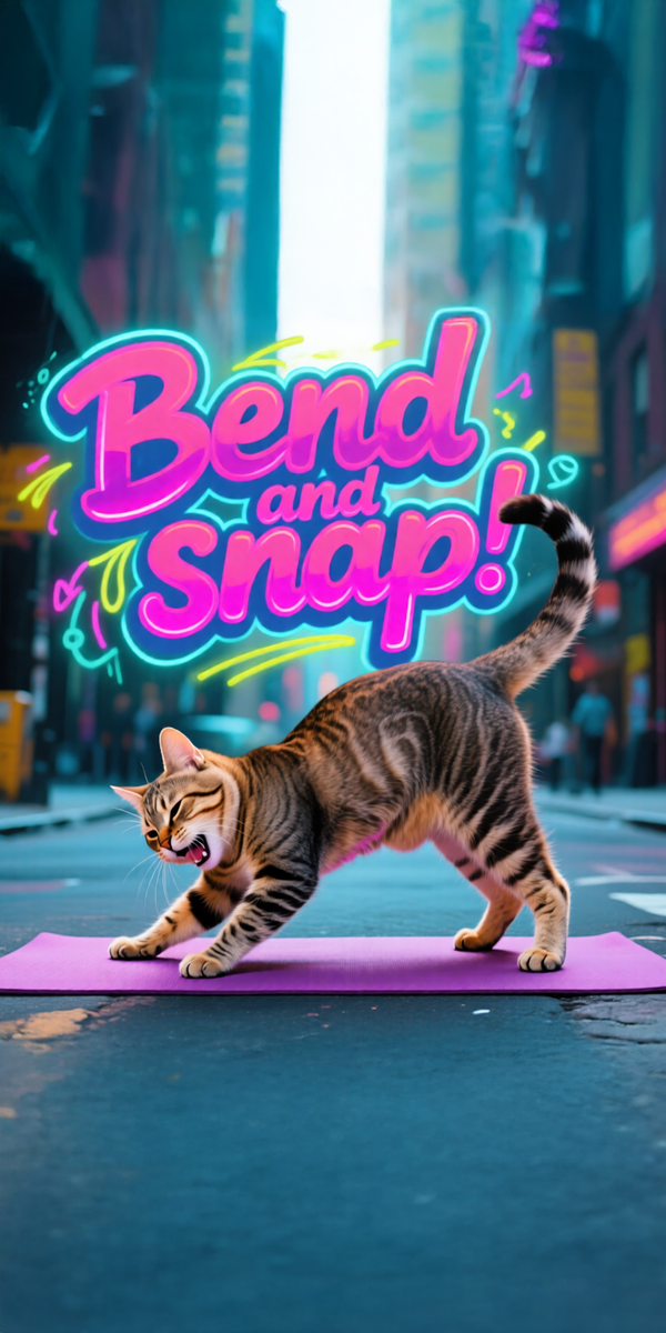 Bend and Snap Yoga Cat Beach Towel – Vibrant Print for Sunny Days