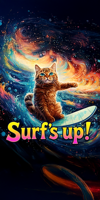 Cat Riding a Cosmic Wave Beach Towel – Vibrant Print for Sunny Days