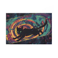 Cat on a Midnight Prowl Button Magnet – Rectangle (1 & 10 pcs) with Clear UV Cover
