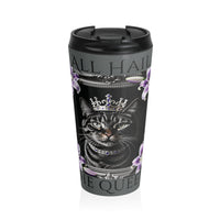 All Hail The Queen Royal Cat Pose Stainless Steel Travel Mug – Luxurious Design for Coffee & Tea Lovers