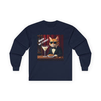 Spy Cat Drinking Milk Martinis Unisex Ultra Cotton Long Sleeve Tee – Sleek Design for Bold Style