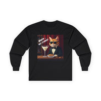 Spy Cat Drinking Milk Martinis Unisex Ultra Cotton Long Sleeve Tee – Sleek Design for Bold Style