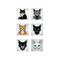 Cat Character Cartoon Stickers Kiss-Cut Vinyl Decals (4 Sizes) – Satin Finish & Durable Design  s