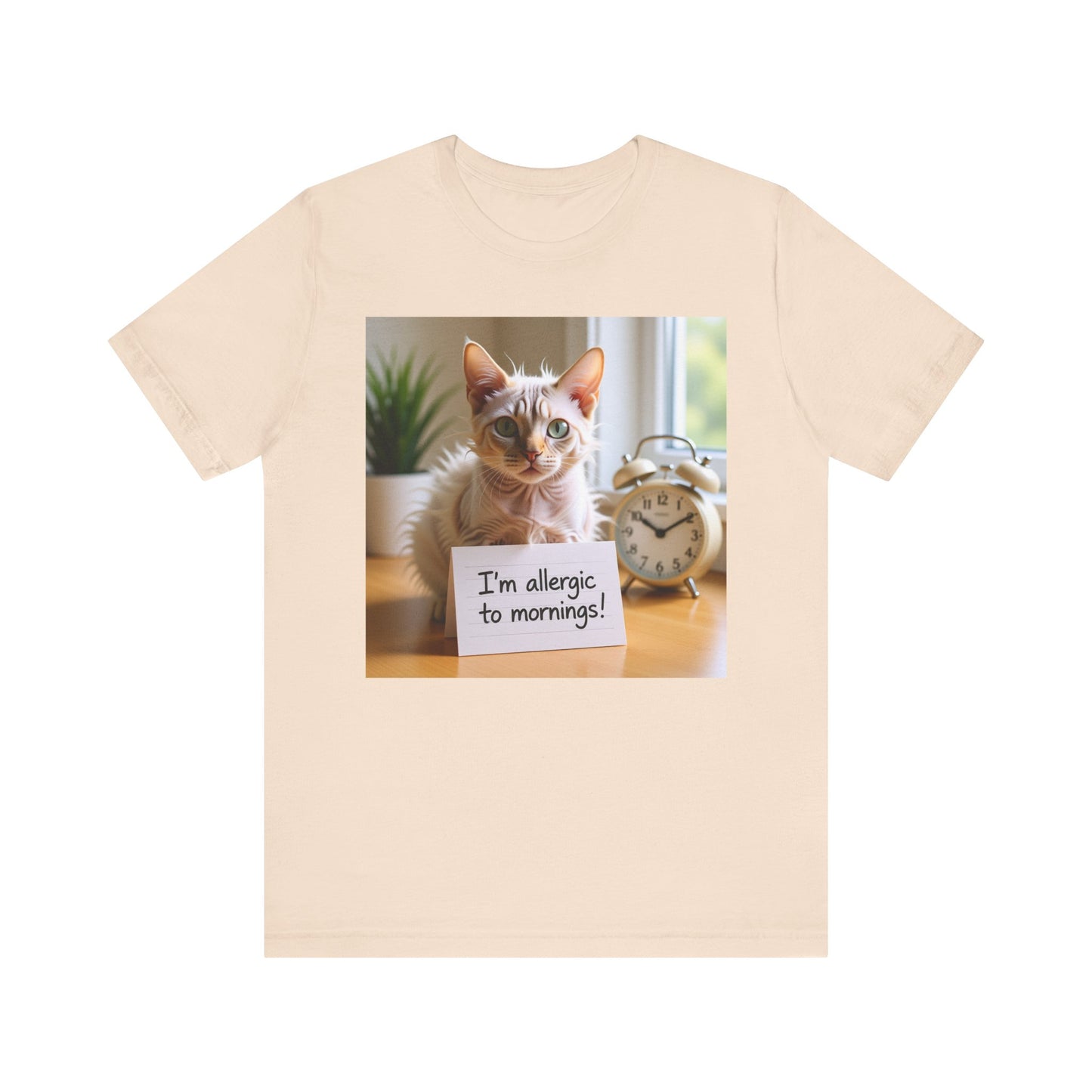 I'm Allergic to Mornings Cat T-Shirt - Unisex Jersey Short Sleeve Tee - Funny Grumpy Cat Graphic Shirt
