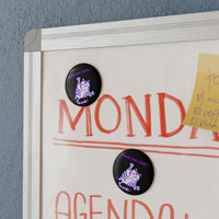 Purple "Made You Look" Cat Magnet – Round Design with Clear UV Cover & Magnetic Backing