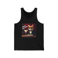 Spy Cat Enjoying a Milk Martini in a Nightclub Unisex Jersey Tank – Sleek Design for Bold Style