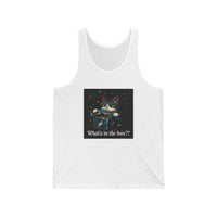 Cat Opening Xmas Present Unisex Jersey Short Sleeve Tee – Playful Design for Festive Style