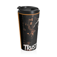 Trust No One Cat Suspiciously Prowling Stainless Steel Travel Mug – Playful Design for Coffee & Tea Lovers