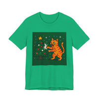Cat Attacking a Christmas Tree Unisex Jersey Short Sleeve Tee – Playful Design for Festive Style