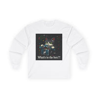 Cat Furiously Opening a Gift Unisex Ultra Cotton Long Sleeve Tee – Whimsical Design for Everyday Wear