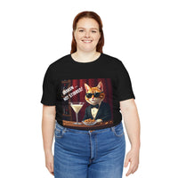 Spy Cat Drinking Milk Martinis Unisex Jersey Short Sleeve Tee – Sleek Design for Bold Style