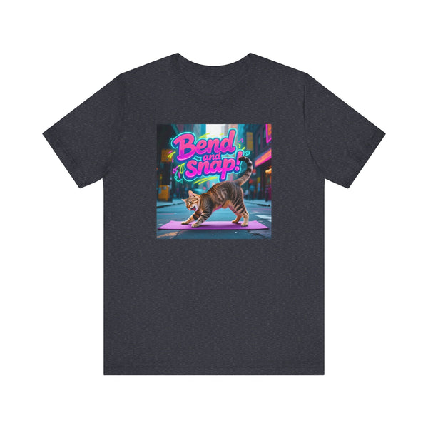 Bend and Snap Yoga Cat T-Shirt - Unisex Jersey Short Sleeve Tee - Whimsical Feline Yoga Graphic Shirt