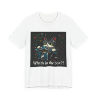 Cat Opening Xmas Present Unisex Jersey Short Sleeve Tee – Playful Design for Festive Style
