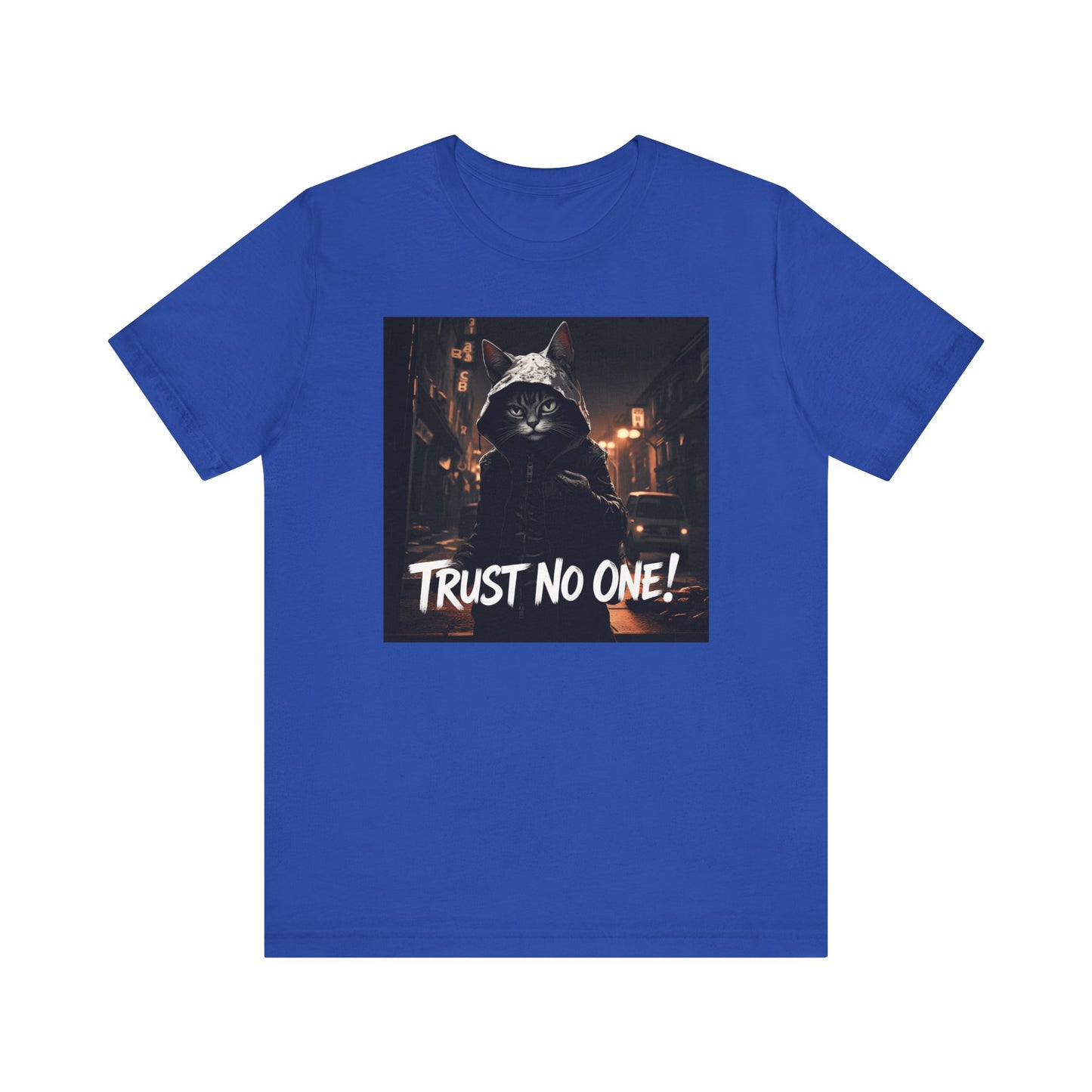 Trust No One Cat in Alley T-Shirt - Unisex Jersey Short Sleeve Tee - Playful Cat Graphic Shirt