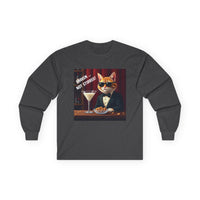Spy Cat Drinking Milk Martinis Unisex Ultra Cotton Long Sleeve Tee – Sleek Design for Bold Style