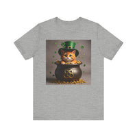 Pot of Gold Cat T-Shirt - Unisex Jersey Short Sleeve Tee - Whimsical Mythical Treasure Graphic Shirt