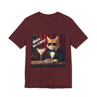Spy Cat Drinking Milk Martinis Unisex Jersey Short Sleeve Tee – Sleek Design for Bold Style
